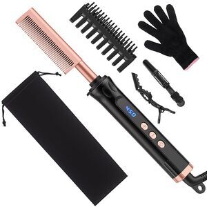Hot Comb for Lace Front Wigs, Ceramic Electric Straightening Combs with 14